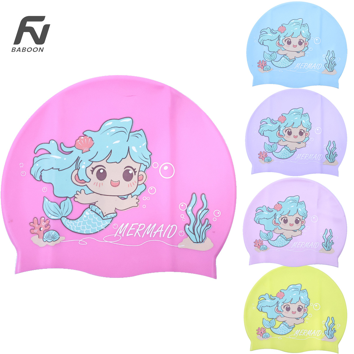 Aquatic Sports Cap - New Mermaid Swimming Cap Silicone Cartoon