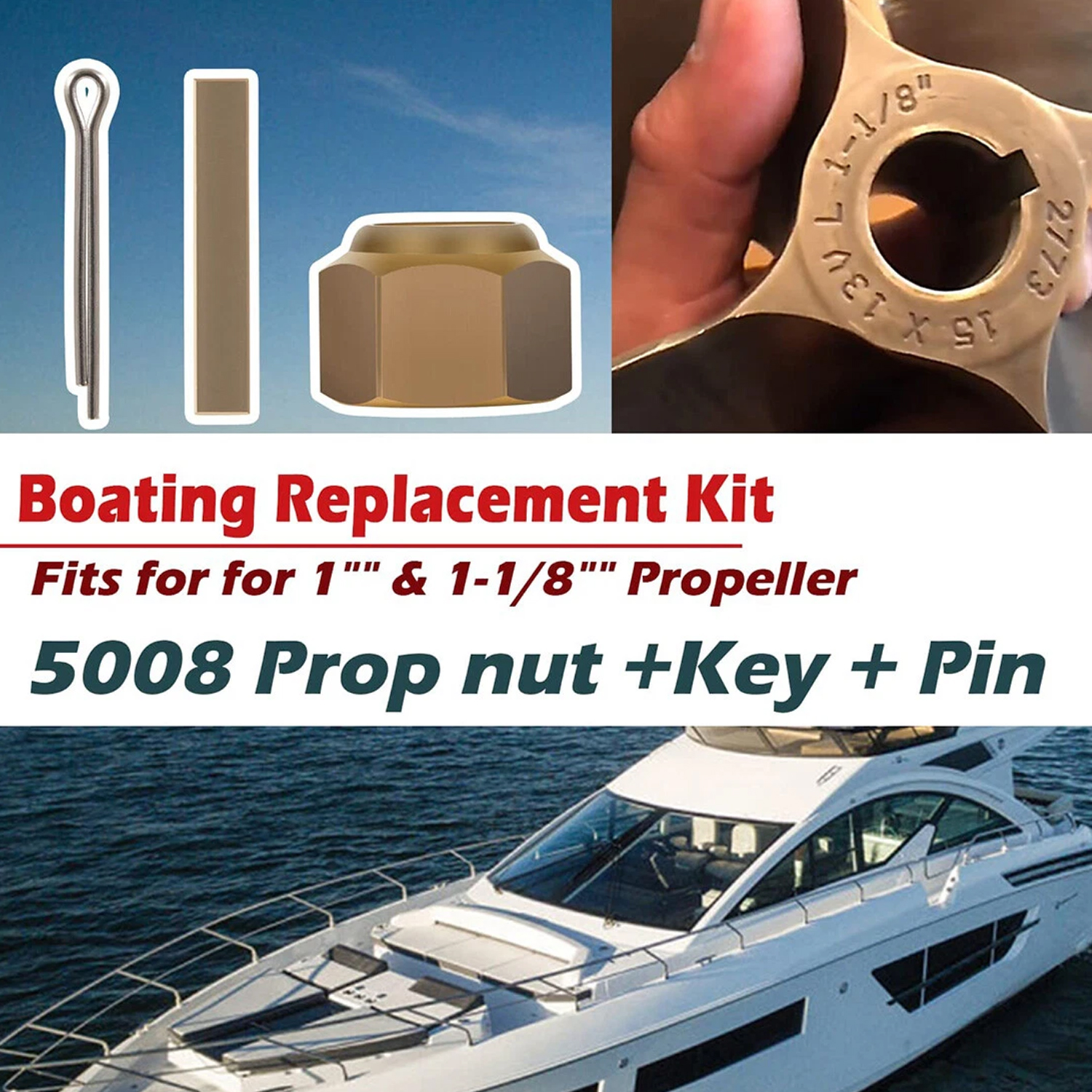 5008 Prop Nut Kit Brass Boat P - đánh giá và giá Wakeboard Binding Set