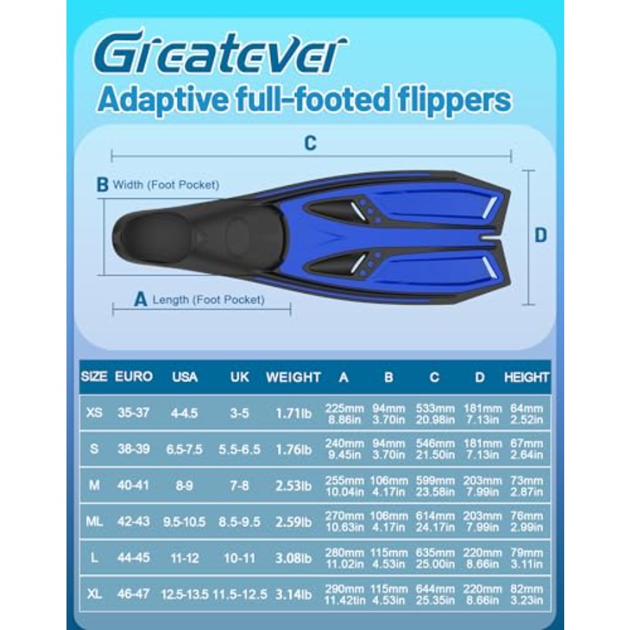 Snorkeling fins with full foot - đánh giá và giá Fin Diving Blade